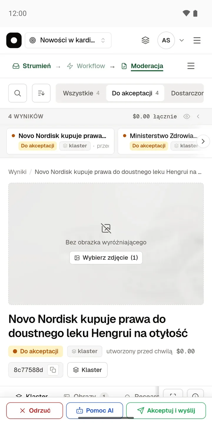 Phone showing a result awaiting approval, with Reject and Approve and send buttons