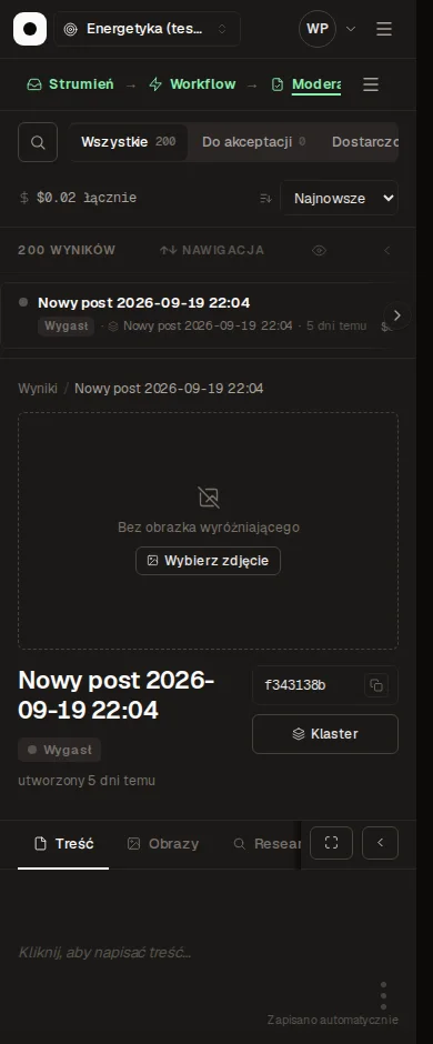 Post moderation results list in dark theme on a phone